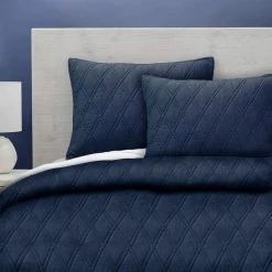 Flash Sale 👍 100% Cotton Navy Sateen Full/Queen Coverlet Set by Allied Home ✨