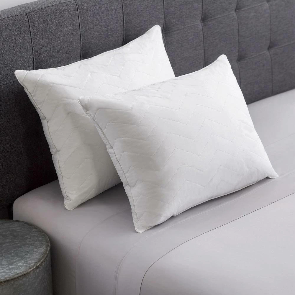 Budget π Resort Life 230-Thread Count Cotton Herringbone Quilted Queen Pillow (2-Pack) by Allied Home π 4 Budget π Resort Life 230-Thread Count Cotton Herringbone Quilted Queen Pillow (2-Pack) by Allied Home π - Image 2
