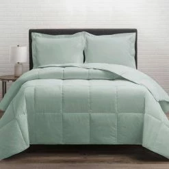 Best Sale 👏 Soft Touch Down-Alternative Seafoam Full/Queen Comforter by Allied Home 🎁 -Allied Home Shop allied home comforters cf003564b seaf 4f 1000
