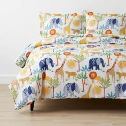 Flash Sale ✔️ Company Kids Jungle Animals 2-Piece Multicolored Organic Cotton Percale Twin Duvet Cover Set by Company Kids by The Company Store 🧨