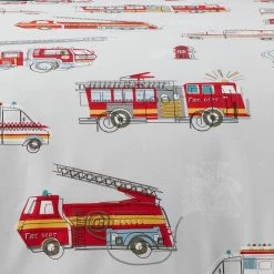 Deals ⌛ Company Kids Firetrucks 3-Piece Multicolored Organic Cotton Percale Full Duvet Cover Set by Company Kids by The Company Store 🥰 -Allied Home Shop company kids by the company store bedding sets 30331n f multi 66 1000