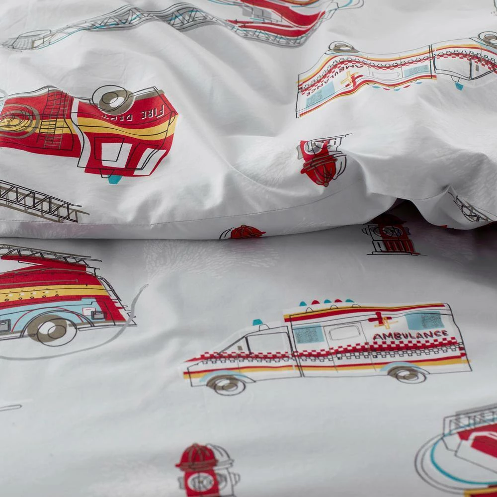Brand new π Company Kids Firetrucks Multicolored Organic Cotton Percale Full/Queen Comforter Set by Company Kids by The Company Store π 6 Brand new π Company Kids Firetrucks Multicolored Organic Cotton Percale Full/Queen Comforter Set by Company Kids by The Company Store π - Image 4