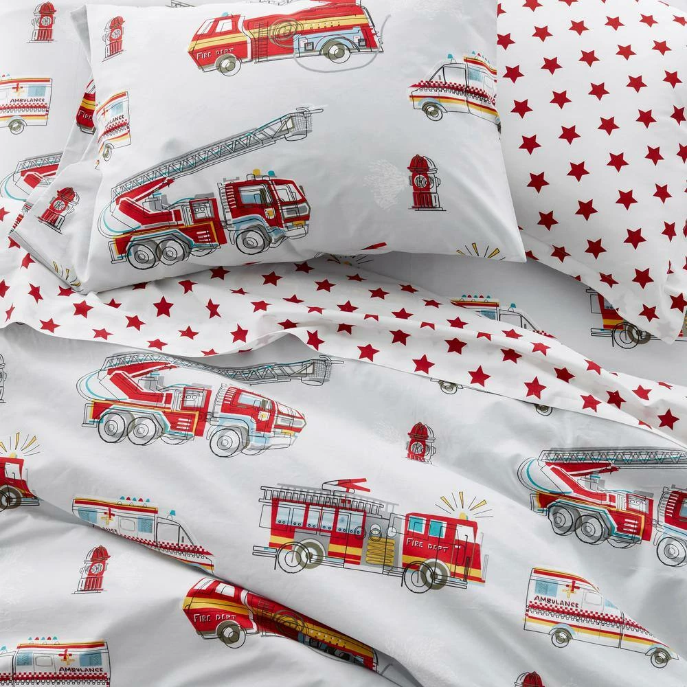 Brand new π Company Kids Firetrucks Multicolored Organic Cotton Percale Full/Queen Comforter Set by Company Kids by The Company Store π 5 Brand new π Company Kids Firetrucks Multicolored Organic Cotton Percale Full/Queen Comforter Set by Company Kids by The Company Store π - Image 3