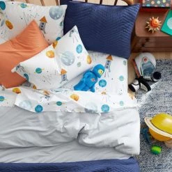 Coupon 👏 Company Kids Space Travel 3-Piece Multicolored Organic Cotton Percale Full/Queen Comforter Set by Company Kids by The Company Store ❤️ -Allied Home Shop company kids by the company store bedding sets 30339p fq multi a0 1000