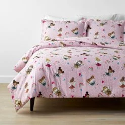 Flash Sale π Company Kids Fairy Ballerina 3-Piece Multicolored Organic Cotton Percale Queen Duvet Cover Set by Company Kids by The Company Store π