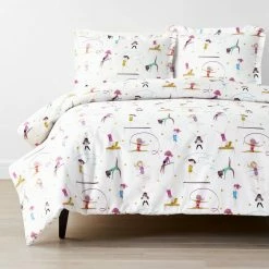 Promo 🥰 Company Kids Little Gymnasts 2-Piece Multicolored Organic Cotton Percale Twin Duvet Cover Set by Company Kids by The Company Store 💯