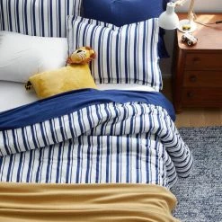Flash Sale ⌛ Company Kids Stripe 2-Piece Blue Organic Cotton Percale Twin Comforter Set by Company Kids by The Company Store 🔥 -Allied Home Shop company kids by the company store bedding sets 30358p t blue 40 1000