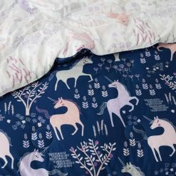 Flash Sale ✔️ Company Kids Unicorn Forest 2-Piece White/Navy Organic Cotton Percale Twin Duvet Cover Set by Company Kids by The Company Store ⭐ -Allied Home Shop company kids by the company store bedding sets 35041n t wh navy 1d 1000