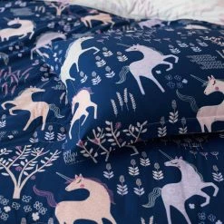 Flash Sale ✔️ Company Kids Unicorn Forest 2-Piece White/Navy Organic Cotton Percale Twin Duvet Cover Set by Company Kids by The Company Store ⭐ -Allied Home Shop company kids by the company store bedding sets 35041n t wh navy 40 1000