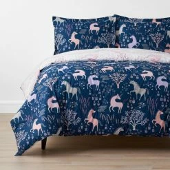 Best deal 👍 Company Kids Unicorn Forest 3-Piece White/Navy Organic Cotton Percale Full/Queen Comforter Set by Company Kids by The Company Store 🥰