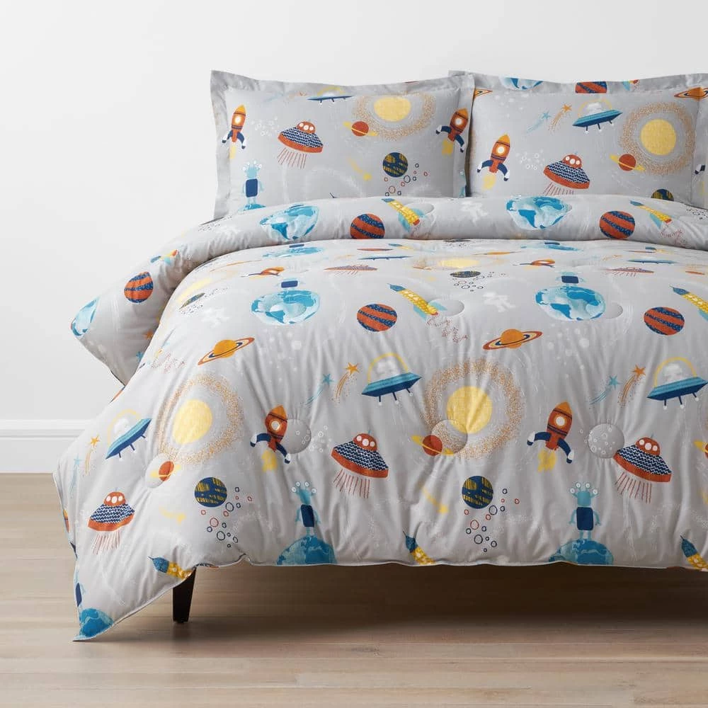 Flash Sale β€οΈ Company Kids Space 3-Piece Gray Multicolored Organic Cotton Percale Full/Queen Comforter Set by Company Kids by The Company Store π 3 Flash Sale β€οΈ Company Kids Space 3-Piece Gray Multicolored Organic Cotton Percale Full/Queen Comforter Set by Company Kids by The Company Store π