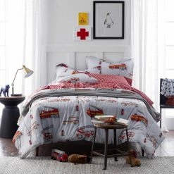 Top 10 ⭐ Firetrucks Multicolored Graphic Organic Cotton Percale Twin Comforter by Company Kids by The Company Store 🧨