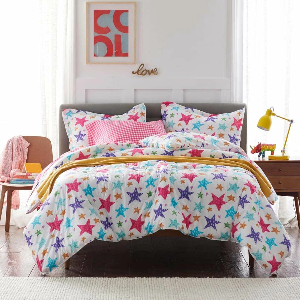 New π Bright Stars Multicolored Graphic Organic Cotton Percale Twin Comforter by Company Kids by The Company Store π 3 New π Bright Stars Multicolored Graphic Organic Cotton Percale Twin Comforter by Company Kids by The Company Store π