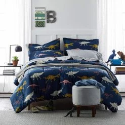 New ⌛ Skeleton Dino Multicolored Graphic Cotton Percale Full/Queen Comforter by Company Kids by The Company Store 🎉