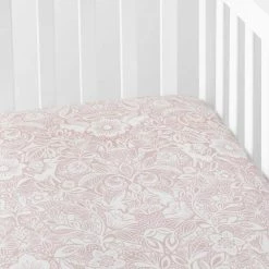 Deals 👍 Company Kids Little Bunny Quilted Pink Organic Cotton Percale Crib Sheet by Company Kids by The Company Store ❤️