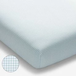 Best deal 👏 Company Kids Ditsy Gingham Blue Organic Cotton Percale Crib Sheet by Company Kids by The Company Store 😀