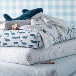 Best deal 👏 Company Kids Ditsy Gingham Blue Organic Cotton Percale Crib Sheet by Company Kids by The Company Store 😀 -Allied Home Shop company kids by the company store crib bedding 38275h c blue a0 1000