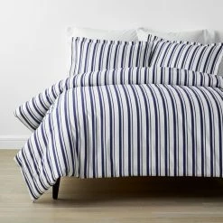 Brand new 🎁 Company Kids Stripe 2-Piece Blue Organic Cotton Percale Twin Duvet Cover Set by Company Kids by The Company Store 💯