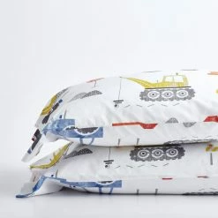 Brand new 😀 Construction Zone Multicolored Graphic 200-Thread Count Organic Cotton Percale Standard Pillowcase (Set of 2) by Company Kids by The Company Store 🌟