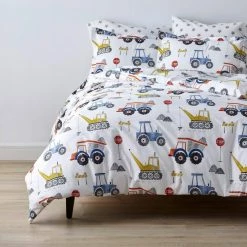 Discount 🎁 Construction Zone Multicolored Graphic 200-Thread Count Organic Cotton Percale Standard Sham by Company Kids by The Company Store 🥰 -Allied Home Shop company kids by the company store pillowcases 30336f std multi a0 1000
