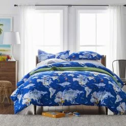 New 🧨 Company Kids Around The World Blue Multicolored Organic Cotton Percale Standard Sham by Company Kids by The Company Store 🥰 -Allied Home Shop company kids by the company store pillowcases 30345f std blue multi 40 1000