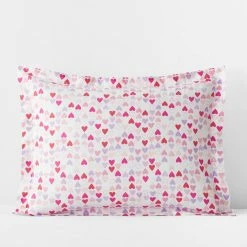 Outlet 🎁 Company Kids Hearts Multicolored Organic Cotton Percale Standard Sham by Company Kids by The Company Store 🔔