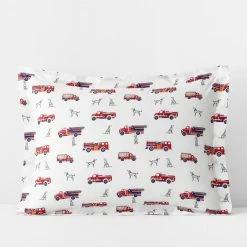 Promo 🔥 Company Kids Fireman's Best Friend Multicolored Organic Cotton Percale Standard Sham by Company Kids by The Company Store 🎁