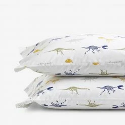 Flash Sale 🧨 Company Kids Dinosaur Fossils Multicolored Organic Cotton Percale Standard Pillowcase (Set of 2) by Company Kids by The Company Store 🔥