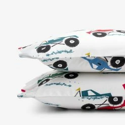 Best Pirce ✨ Company Kids Monster Trucks Organic Multicolored Cotton Percale Standard Pillowcase (Set of 2) by Company Kids by The Company Store ⭐
