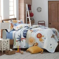 Cheap ✔️ Company Kids Jungle Animals Handcrafted Multicolored Cotton Blend Standard Sham by Company Kids by The Company Store 🤩 -Allied Home Shop company kids by the company store pillowcases 35050b std multi 40 1000
