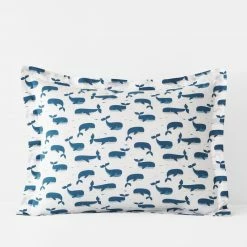 Flash Sale 💯 Company Kids Whale School Blue Multi Organic Cotton Percale Standard Sham by Company Kids by The Company Store 🤩