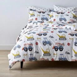 Flash Sale 😉 Construction Zone 4-Piece Multicolored Graphic 200-Thread Count Organic Cotton Percale Full Sheet Set by Company Kids by The Company Store 💯 -Allied Home Shop company kids by the company store sheet sets 30336l f multi c3 1000