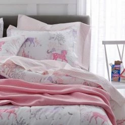 Promo 🌟 Prancing Unicorns 4-Piece Multicolored Graphic 200-Thread Count Organic Cotton Percale Queen Sheet Set by Company Kids by The Company Store 😍 -Allied Home Shop company kids by the company store sheet sets 30337l q multi 40 1000