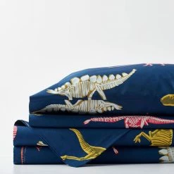 Best Pirce ✨ Skeleton Dino 4-Piece Multicolored Graphic 200 Thread Count Cotton Percale Full Sheet Set by Company Kids by The Company Store ✔️