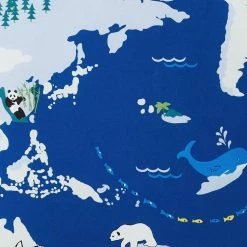 Hot Sale 🎁 Company Kids Around The World 4-Piece Blue Multicolored Graphic 200-Thread Count Organic Cotton Percale Queen Sheet Set by Company Kids by The Company Store 🥰 -Allied Home Shop company kids by the company store sheet sets 30345l q blue multi 4f 1000