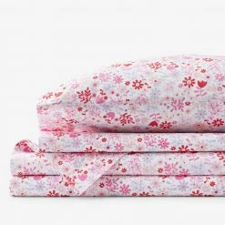 Deals 🎉 Company Kids Flower Shower 4-Piece Multicolored Floral 200-Thread Count Organic Cotton Percale Full Sheet Set by Company Kids by The Company Store 🥰