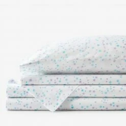Wholesale π Company Kids Starlight 4-Piece Turquoise Geometric 200-Thread Count Organic Cotton Percale Full Sheet Set by Company Kids by The Company Store π§¨