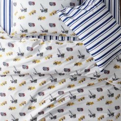 Flash Sale 🤩 Company Kids Builder's Site 4-Piece Multicolored Graphic 200-Thread Count Organic Cotton Percale Queen Sheet Set by Company Kids by The Company Store 🔥 -Allied Home Shop company kids by the company store sheet sets 30355l q multi 40 1000
