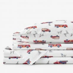 Budget ❤️ Company Kids Fireman's Best Friend 3-Piece Multicolored Graphic 200-Thread Count Organic Cotton Percale Twin Sheet Set by Company Kids by The Company Store 💯