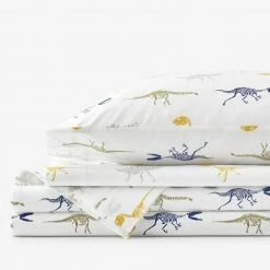 Outlet 🔥 Company Kids Dinosaur Fossils 3-Piece Multicolored Graphic 200-Thread Count Organic Cotton Percale Twin Sheet Set by Company Kids by The Company Store 🎁