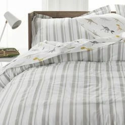 Top 10 🧨 Company Kids Stripe 3-Piece Gray Striped 200-Thread Count Organic Cotton Percale Twin Sheet Set by Company Kids by The Company Store 🛒 -Allied Home Shop company kids by the company store sheet sets 30358l t gray 1d 1000