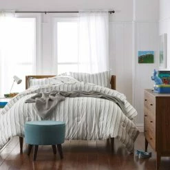 Top 10 🧨 Company Kids Stripe 3-Piece Gray Striped 200-Thread Count Organic Cotton Percale Twin Sheet Set by Company Kids by The Company Store 🛒 -Allied Home Shop company kids by the company store sheet sets 30358l t gray 40 1000