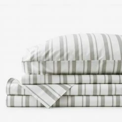Top 10 🧨 Company Kids Stripe 3-Piece Gray Striped 200-Thread Count Organic Cotton Percale Twin Sheet Set by Company Kids by The Company Store 🛒