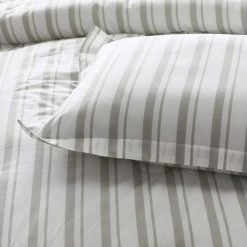 Top 10 🧨 Company Kids Stripe 3-Piece Gray Striped 200-Thread Count Organic Cotton Percale Twin Sheet Set by Company Kids by The Company Store 🛒 -Allied Home Shop company kids by the company store sheet sets 30358l t gray 66 1000