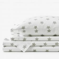 Best Pirce ✔️ Company Kids Stars Organic 3-Piece Gray Cotton Percale Twin XL Sheet Set by Company Kids by The Company Store 🥰