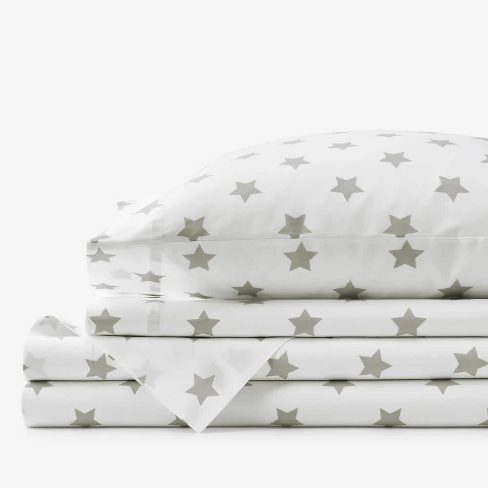 Best Pirce ✔️ Company Kids Stars Organic 3-Piece Gray Cotton Percale Twin XL Sheet Set by Company Kids by The Company Store 🥰 3 Best Pirce ✔️ Company Kids Stars Organic 3-Piece Gray Cotton Percale Twin XL Sheet Set by Company Kids by The Company Store 🥰