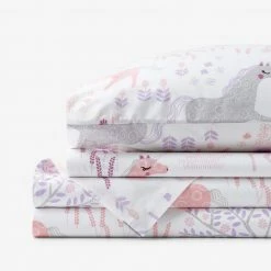 Wholesale 👍 Company Kids Unicorn Forest Organic 3-Piece White Multicolored Cotton Percale Twin Sheet Set by Company Kids by The Company Store ⭐