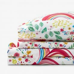 Promo 😀 Company Kids Rainbow Organic 3-Piece Multicolored Cotton Percale Twin Sheet Set by Company Kids by The Company Store 😀