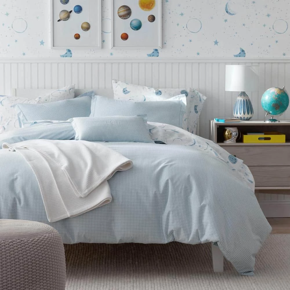 Hot Sale ๐งจ Company Kids Ditsy Gingham Blue Organic Cotton Percale Sheet Toddler Sheet Set by Company Kids by The Company Store ๐ 6 Hot Sale ๐งจ Company Kids Ditsy Gingham Blue Organic Cotton Percale Sheet Toddler Sheet Set by Company Kids by The Company Store ๐ - Image 4