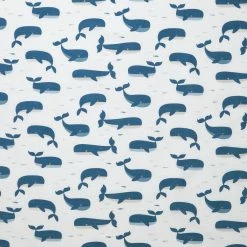 Discount 👍 Company Kids Whale School Blue Multi Organic Cotton Percale Queen Sheet Set by Company Kids by The Company Store 🥰 -Allied Home Shop company kids by the company store sheet sets 38284l q blue multi 77 1000